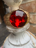 Over the Top Hinged Cuff Bracelet Red Crystal
