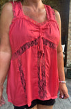 Sharla’s Lace Top in Deep Coral 2X 3X