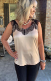 Crystals and Lace Blouse in Champagne