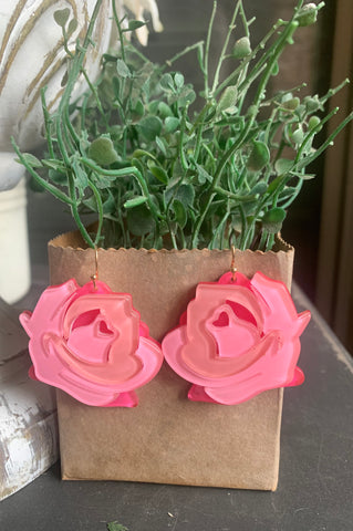 Rose Blossom Earrings in Pink