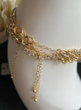 Gold Crystal Triple Choker Necklace Set
