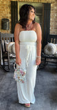 Strapless Smocked Jumpsuit in Ivory