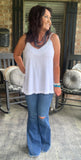 Fringed Linen Top in Ivory M