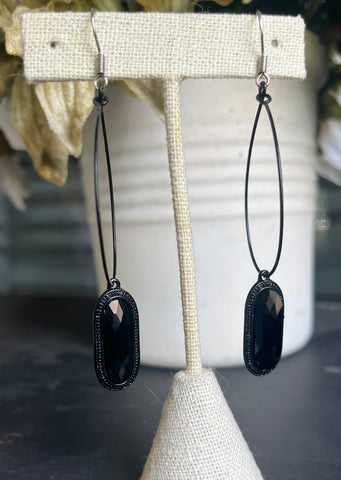 Black Crystal Wire Shay Earrings