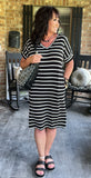 Everyday Stripes Dress in Black 1X-3X