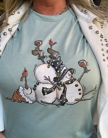 Wine Sippin Snowmen T