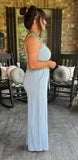 Strapless Jumpsuit in Ash Blue