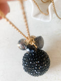 So Glamorous Crystal Ball Necklace in Black