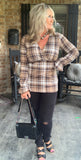 FrilLEE Plaid Blouse in Taupe