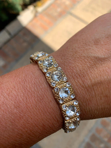 Gold Crystal Fascination Stretch Bracelet