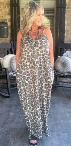 Everyday Pretty Dress in Olive Leopard