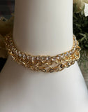 Gold Crystal Triple Choker Necklace Set