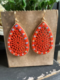 Orange AB Crystal Teardrop Earrings