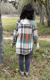 Casually FrilLEE Plaid Shacket in Hunter Green