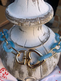 Baby Blue Chain Link Heart Necklace