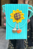 Sweet Sunflower Phone Crossbody in Aqua