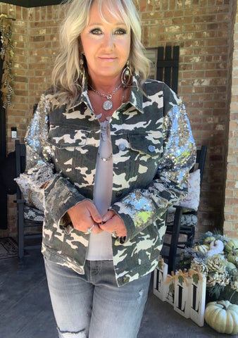 Over the Top Sequin Camo Jacket