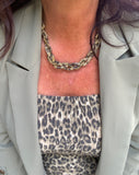 Glitzy Leopard Crystal Braided Necklace