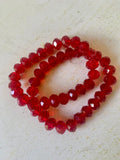Ruby Crystal Stretch Bracelets