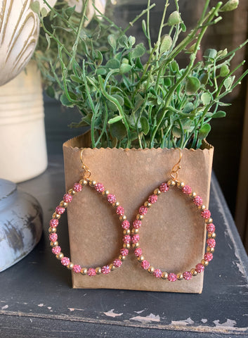 Dainty Pink Crystal Gold Earrings