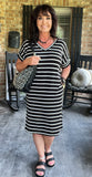 Everyday Stripes Dress in Black 1X-3X