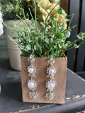 Pearl and Silver Crystal Vintage Earrings
