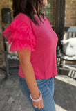 Sassy in Tulle Top in Hot Pink
