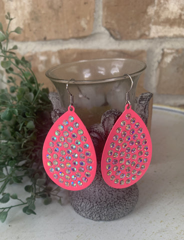 Pink Neon Crystal Earrings