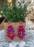 Viola Crystal Earrings in Iridescent Pink