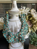 Turquoise Ivory Mocha Beaded Collar Necklace