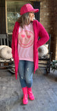 Leopard Smiley Heart Sweatshirt in Baby Pink S