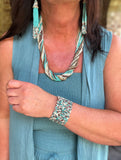 Turquoise Ivory Mocha Beaded Twist Necklace