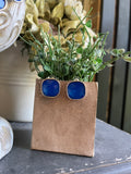 Cobalt Blue Camee Stud Earrings