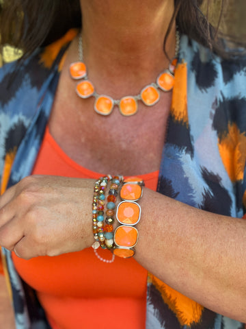Orange Camee Necklace
