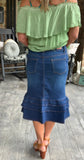 Ruffle Parade Denim Skirt 3X