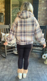 Grey Plaid Sherpa Hoodie