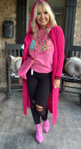 Pink Obsession Full Length Cardigan