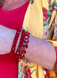 Ruby Crystal Stretch Bracelets