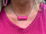 Walk the Line Necklace in Hot Pink