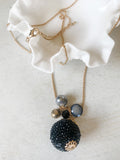 So Glamorous Crystal Ball Necklace in Black