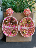 Easter Pink Egg Beaded Earrings