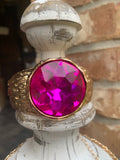 Over the Top Hinged Cuff Bracelet Hot Pink Crystal