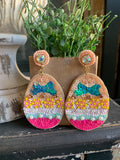 Peachy Easter Egg Beaded Earrings