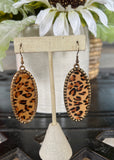Gold Leopard Oval Earrings