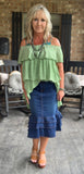 Ruffle Parade Denim Skirt 3X