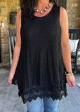 FrilLEE Lily Lace Sleeveless Blouse In Black