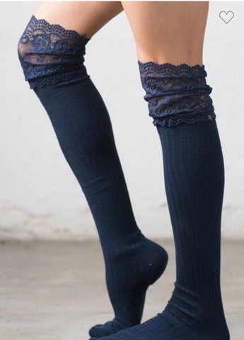 FrilLEE Lace Socks in Navy