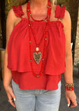 Little Precious Ruffle Blouse in Red