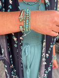 Iridescent Turquoise/Gold 3 Strand Bracelet Stack