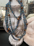 Iridescent Smokey Blue and Leopard 60” Beads